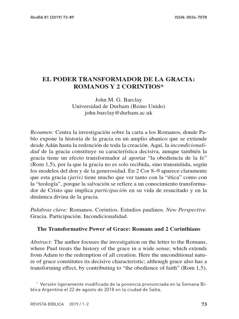 El Poder Transformador de La Gracia | PDF | Pablo el apóstol | Gracia ...