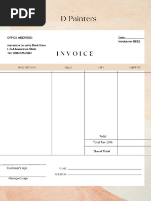 Watercolor Neutral Professional Business Invoice