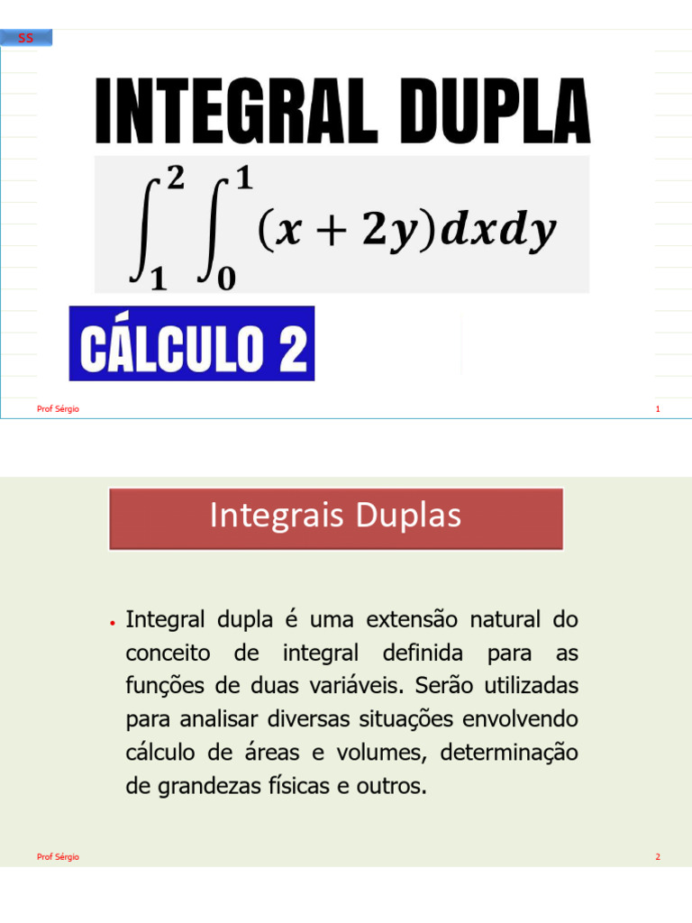 Cálculo de Integrais Duplas | PDF | Integrante | Cálculo