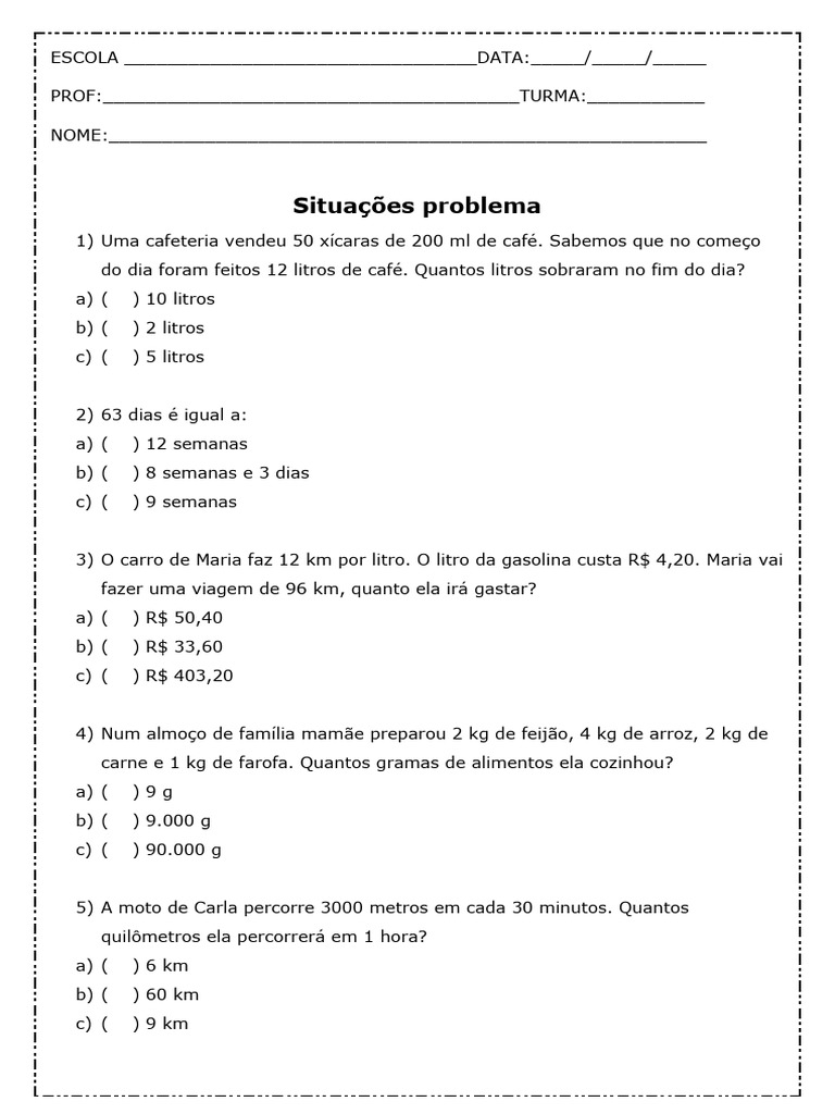 25-02 - Situacoes-Problema-6 e 7 Ano | PDF