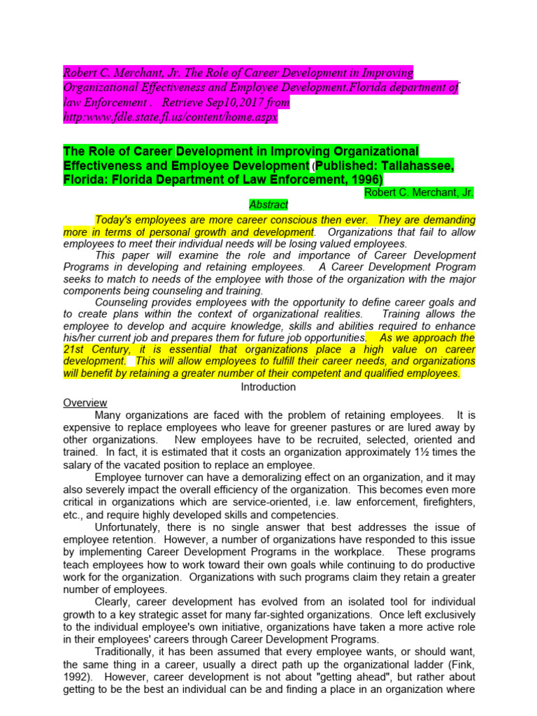 The Role of Career Development | PDF | Motivation | Motivational