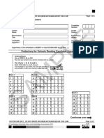 Test and Train Practice Test B1 PFS Reading Answer Sheet