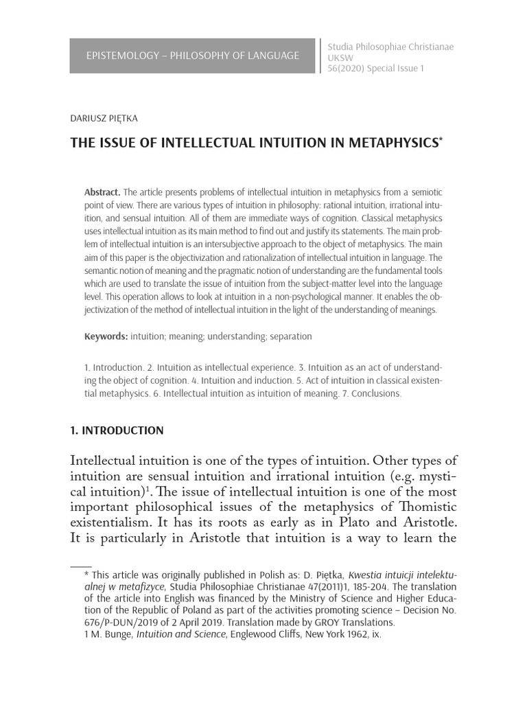 Intellectual Intuition in Metaphysics | PDF | Empirical Evidence ...