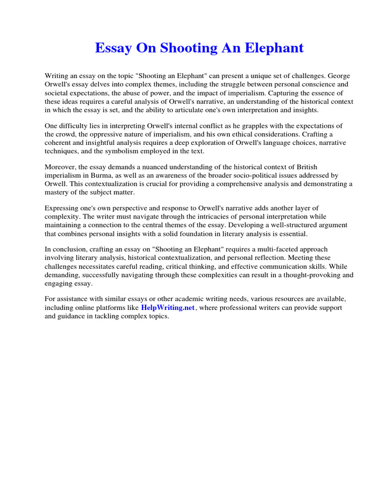 Essay On Shooting An Elephant Download Free PDF Romeo And Juliet