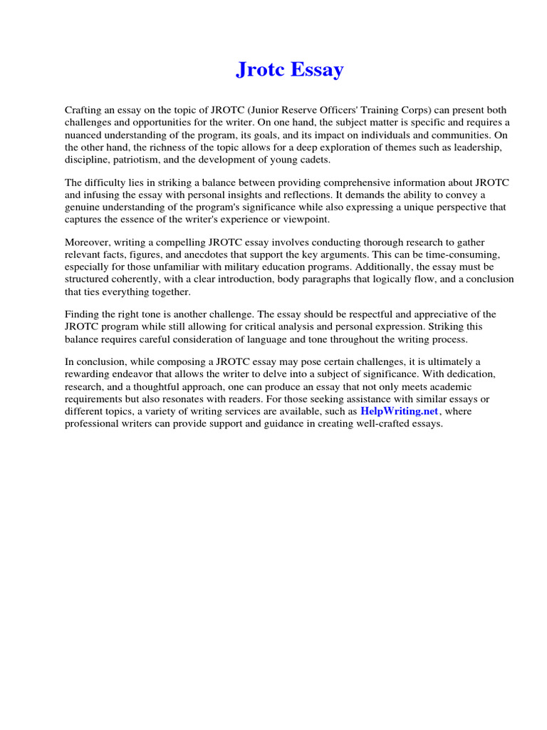 Jrotc Essay Download Free PDF Essays Project Management