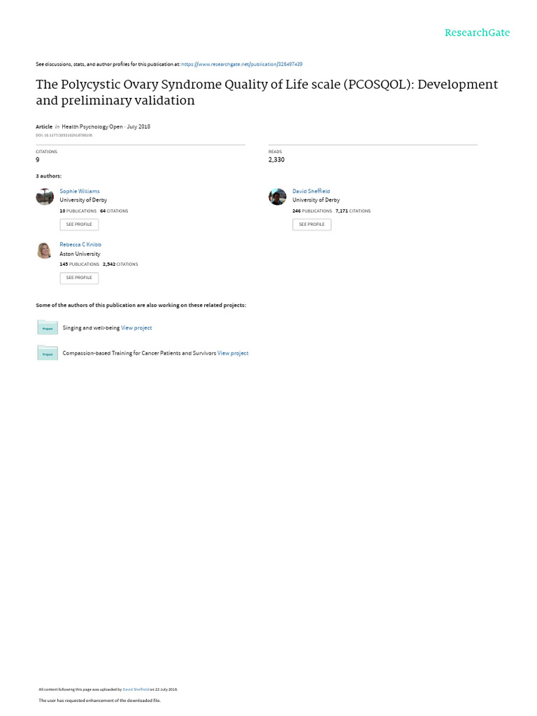 PCOS_QOL | PDF | Polycystic Ovary Syndrome | Validity (Statistics)