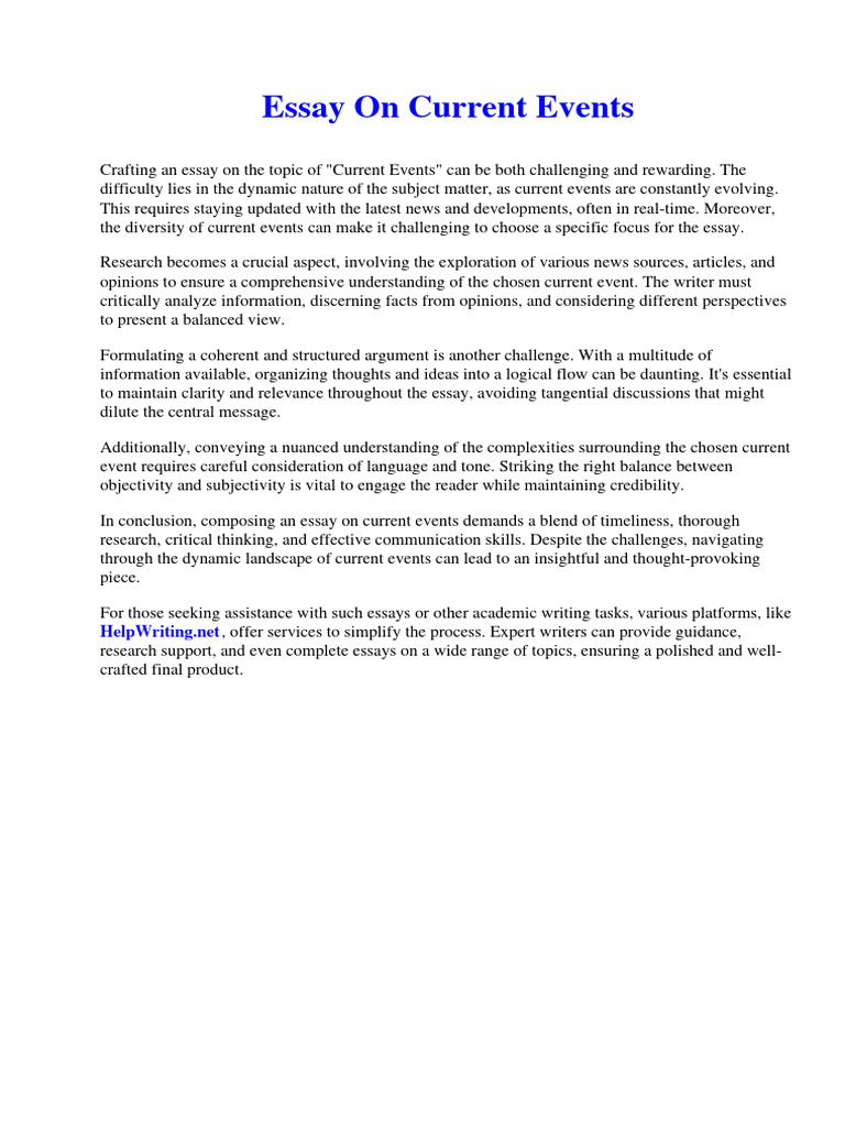 Essay On Current Events PDF Essays Climate Change