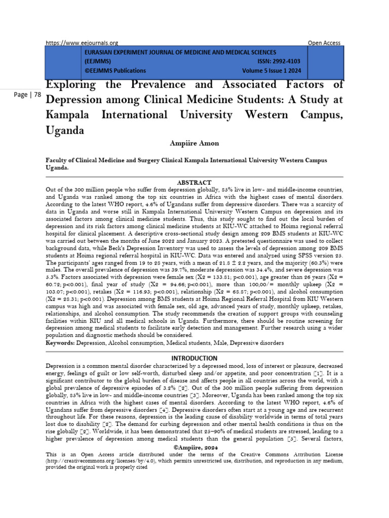 Exploring The Prevalence and Associated Factors of Depression Among ...