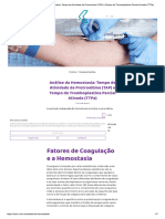 Análise Da Hemostasia - Tempo de Atividade Da Protrombina (TAP) e Tempo de Tromboplastina Parcial Ativada (TTPa)