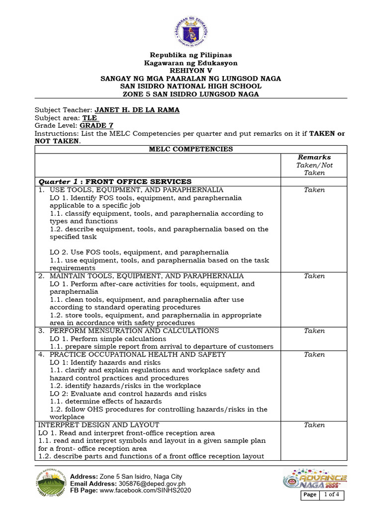 Grade 7 TLE MELC Competencies List | PDF | Computer Program | Programming
