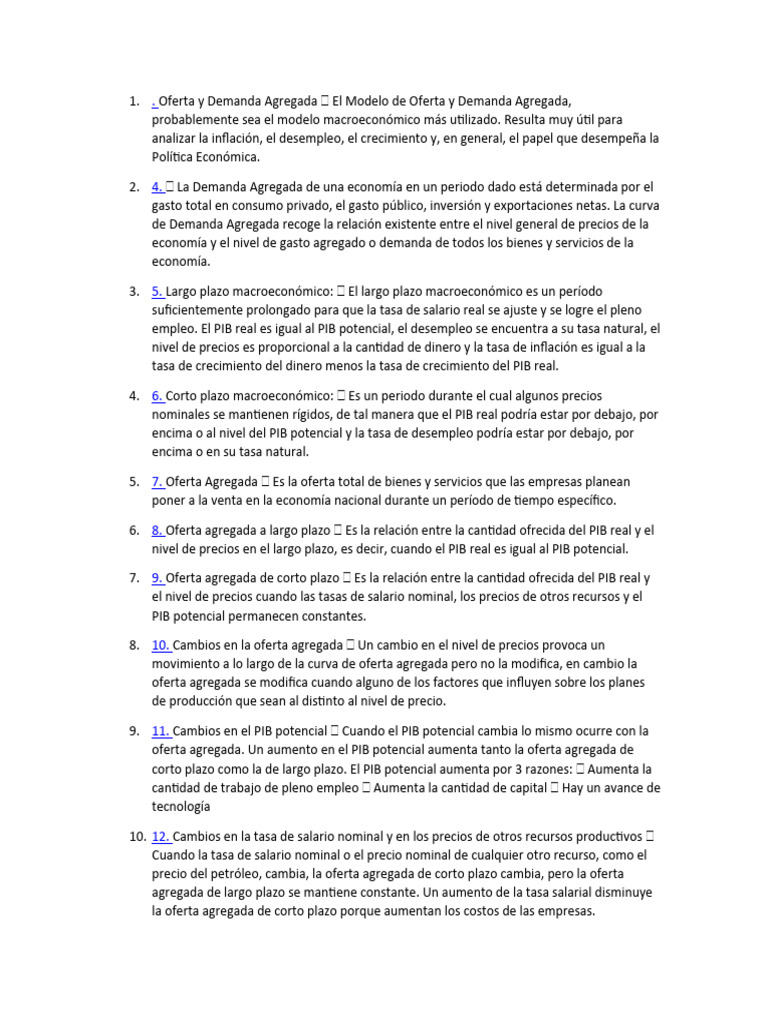 Oferta y Demanda Agregada | PDF | Oferta (economía) | Producto Interno ...
