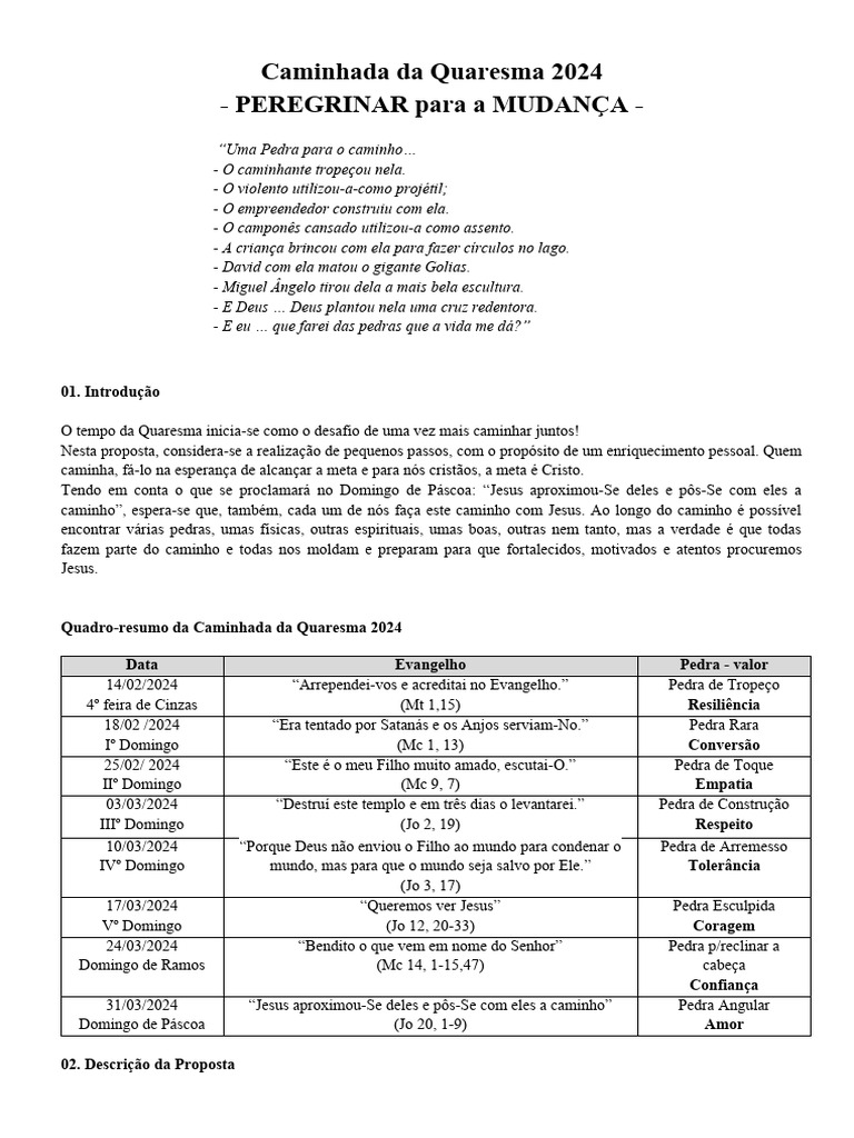 Caminhada da Quaresma 2025 PDF Jesus Páscoa