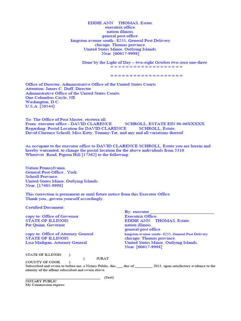 Change of Executor Address Notice | PDF | Government | Practice Of Law