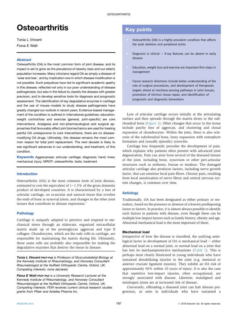 Osteoartritis Pdf Osteoarthritis Cartilage