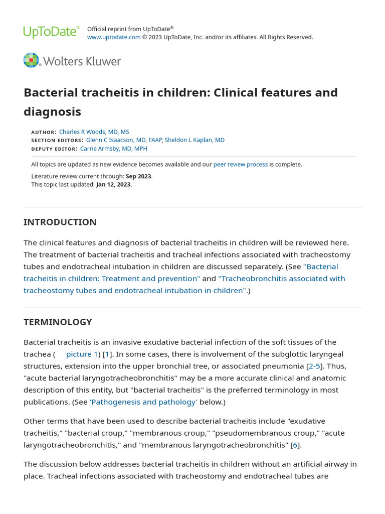 Bacterial Tracheitis in Children - Clinical Features and Diagnosis ...