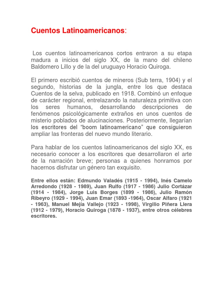 Cuentos Latinoamericanos | PDF | Amor | Prisión