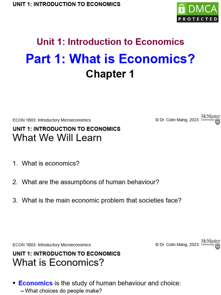 Unit 1 Introduction Pdf Economics Market Economy