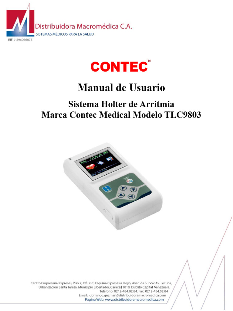 Manual de Usuario Holter Contec TLC9803 | PDF | Electrocardiografia ...
