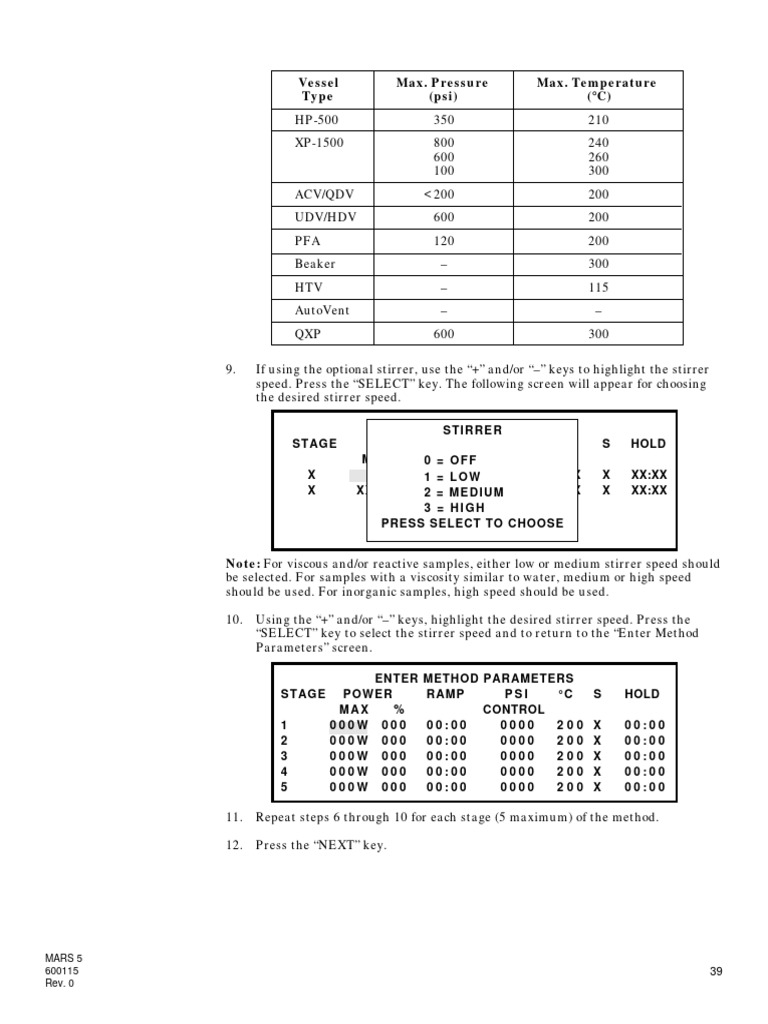 MARS 5 Method Parameter Setup Guide | PDF | Mechanical Engineering ...