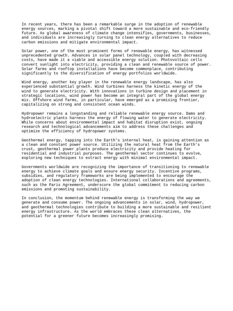 Rise of Renewable Energy Sources | PDF | Renewable Energy | Energy ...