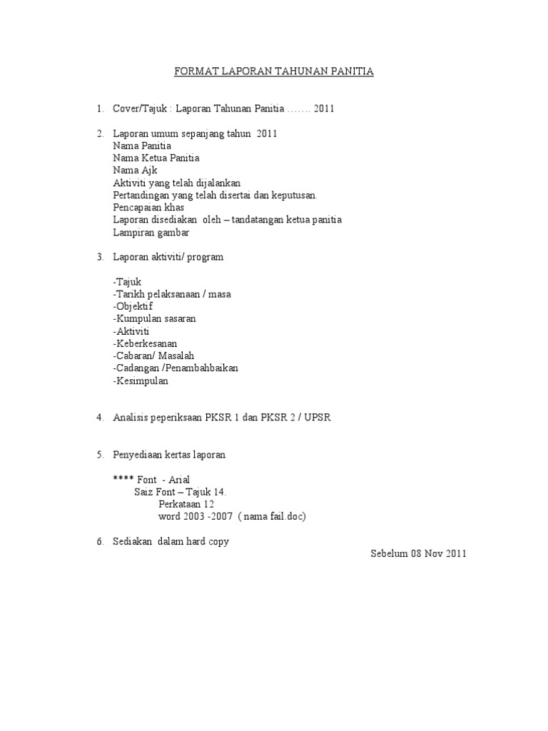 Format Laporan Tahunan Panitia