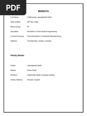 Marriage Biodata