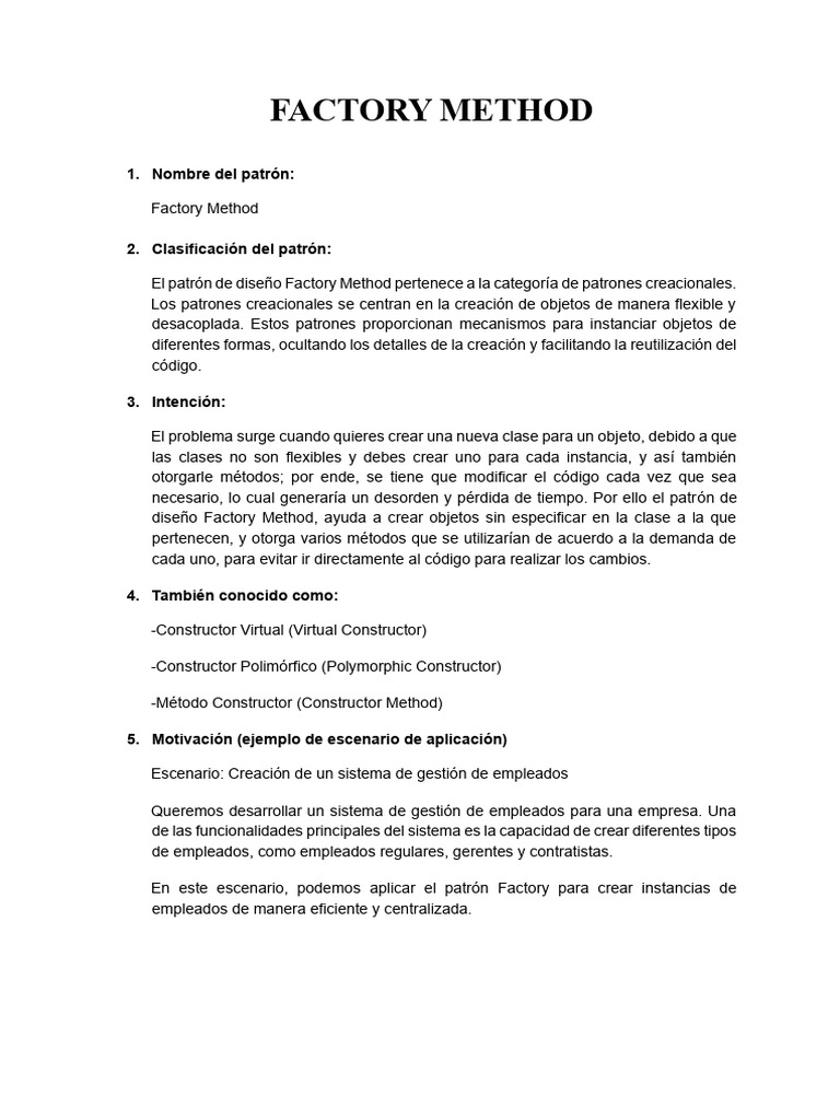 Patrón de Diseño Factory Method | PDF | Objeto (informática ...