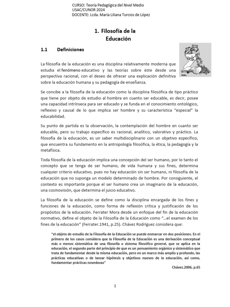 Filosofía de la Educación: Fundamentos y Funciones | PDF | Cognición