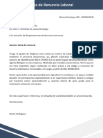 Carta de Renuncia Laboral