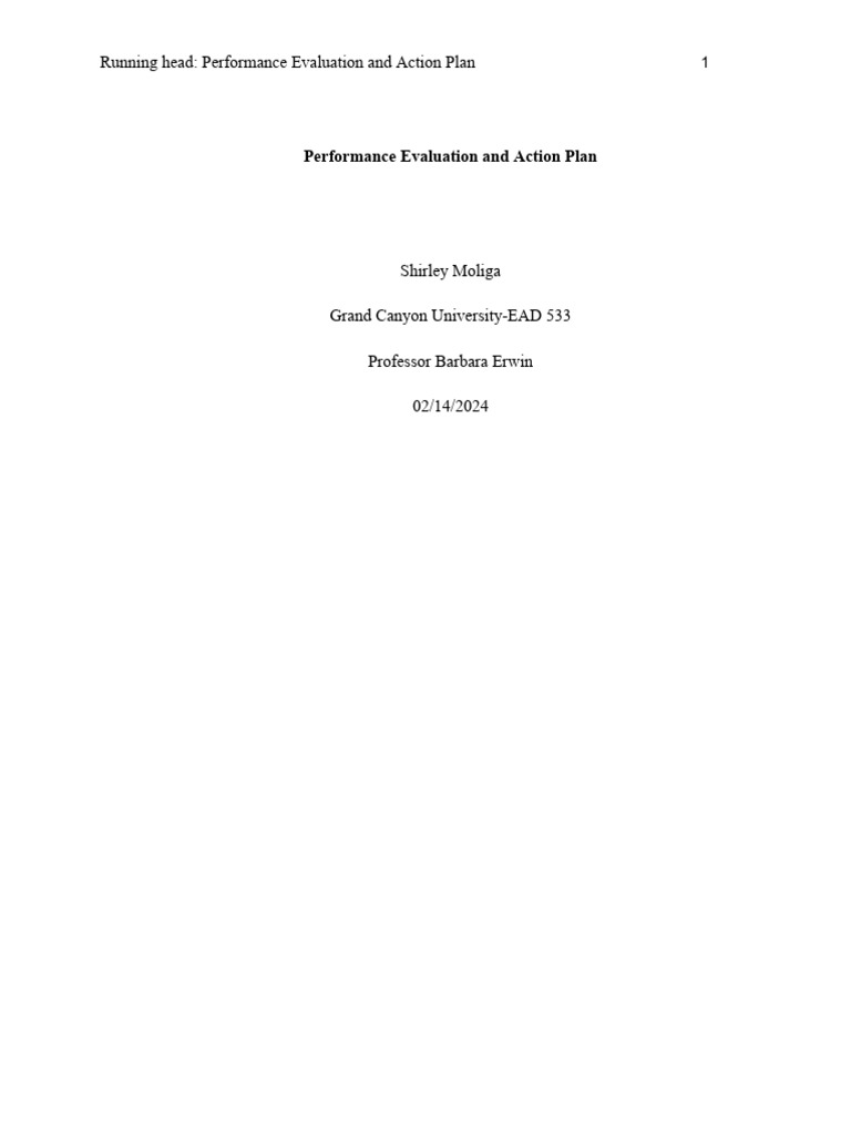 EAD 533 - Performance Evaluation and Action Plan | PDF | Evaluation ...
