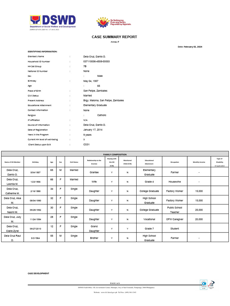 Dela Cruz Family Case Summary Report | PDF