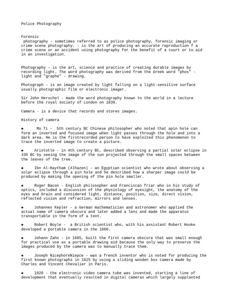 POLICE PHOTOGRAPHY | PDF | Camera | Shutter (Photography)