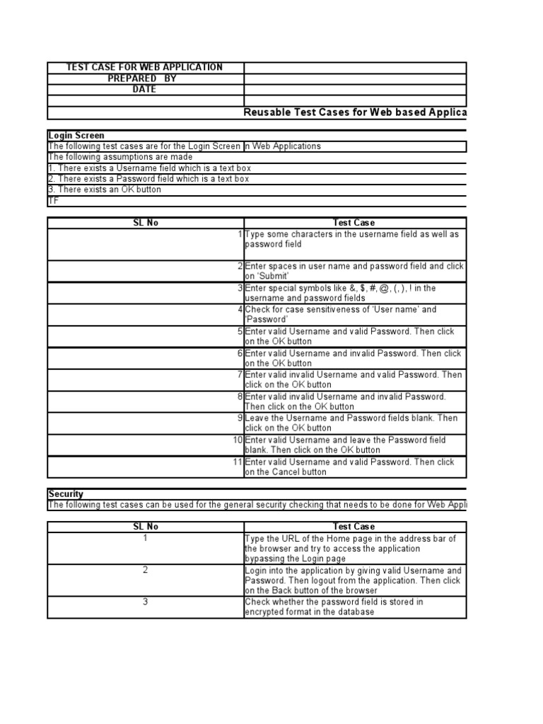 Reusable Test Cases for Web Apps | PDF | Password | Button (Computing)