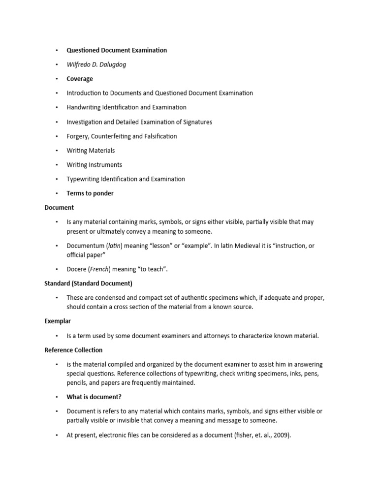 Questioned Document Examination Overview | PDF | Perjury | Forgery