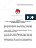 Pengumuman Penetapan DCS Anggota DPRD Kabupaten Purworejo