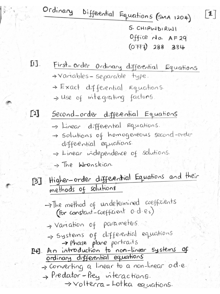ODE Section 1 Notes | PDF