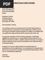 Standard Cover Letter Sample