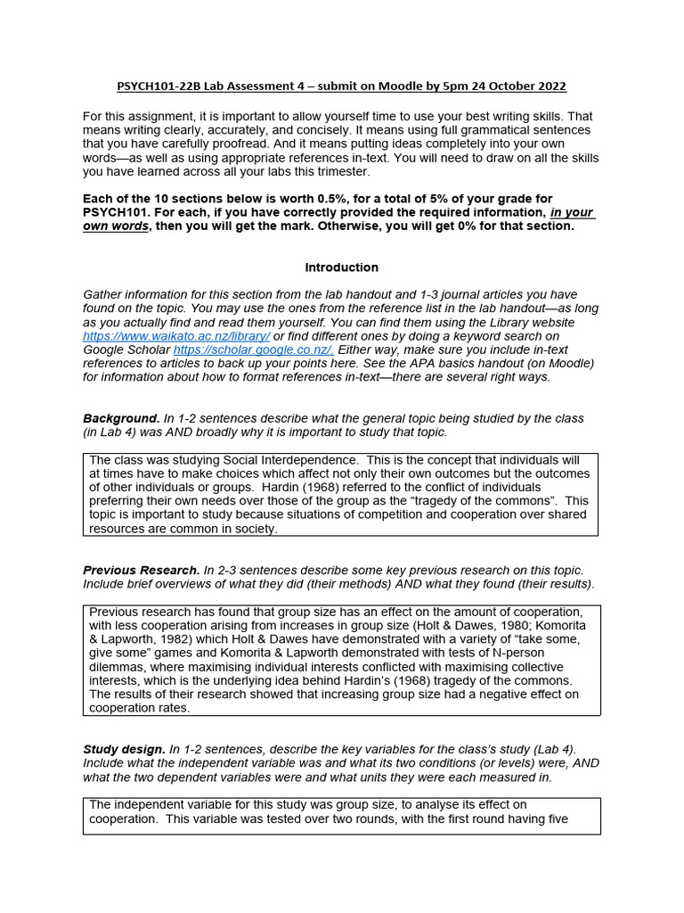 PSYCH101 22B Lab Assessment 4 TEMPLATE | PDF | Statistics | Cognition