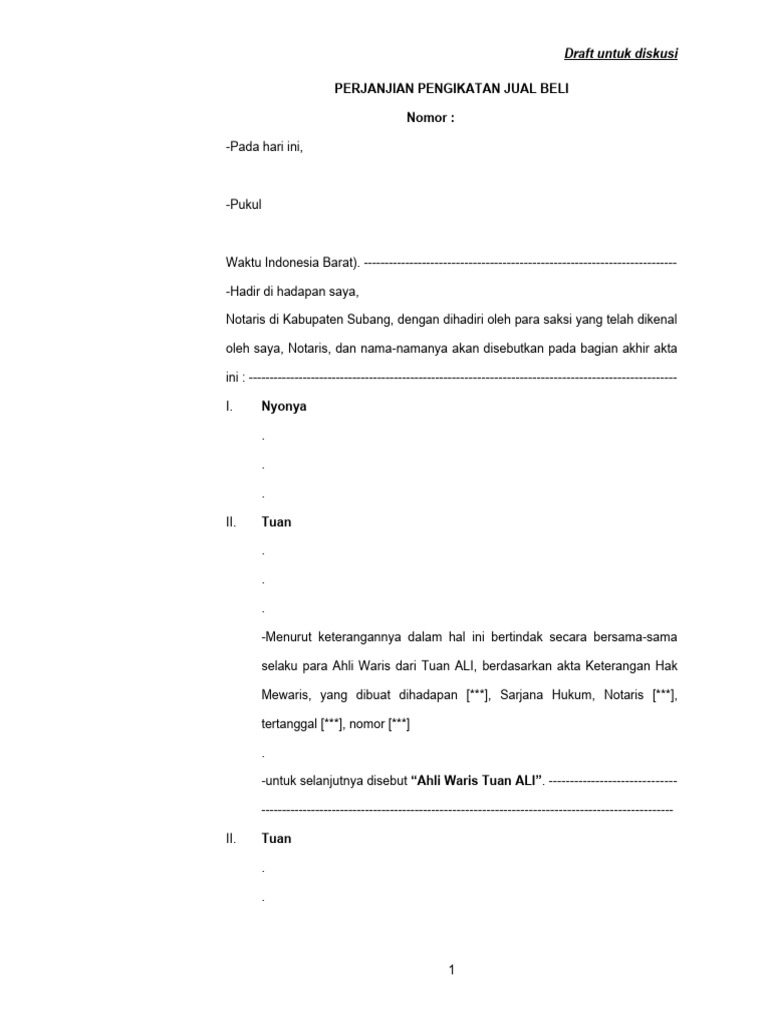 Contoh Draft PPJB Notaris Rumah | PDF