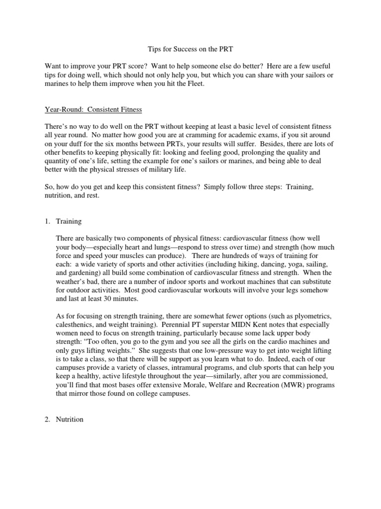 PRT Tips | PDF | Fat | Physical Fitness