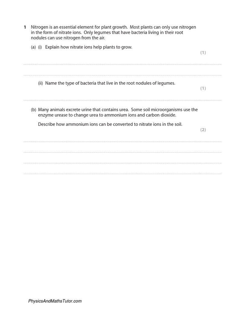 Nitrogen's Role in Plant Growth and Urease Activity | PDF | Urea ...
