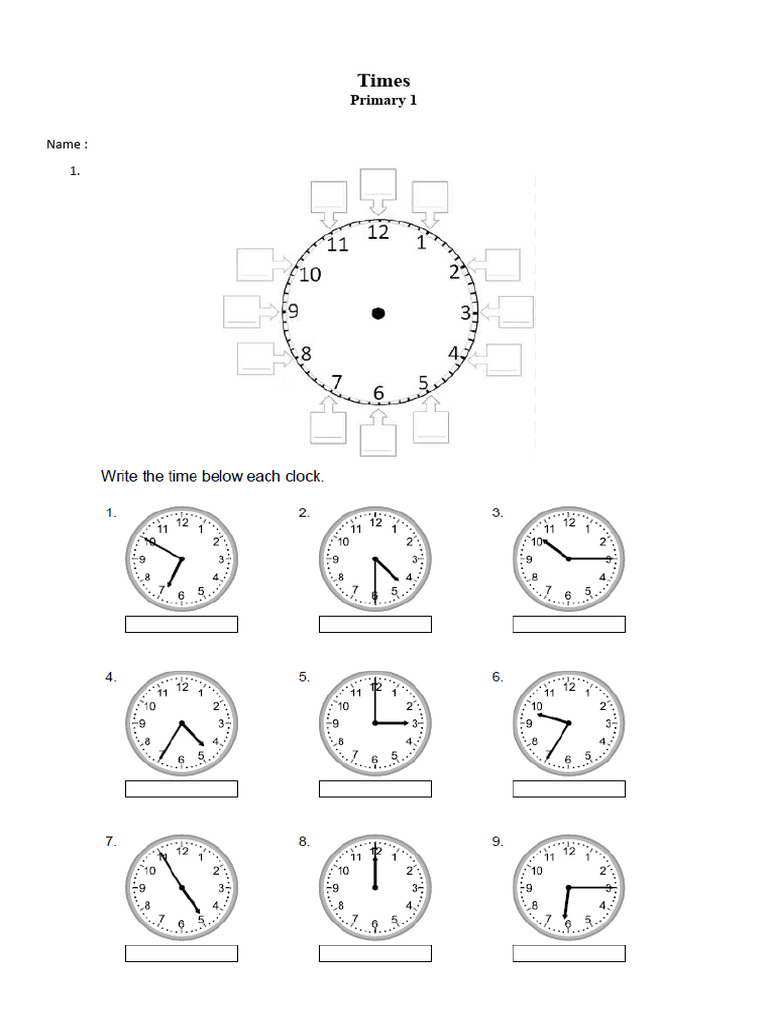 Times Minutes Primary 1 | PDF