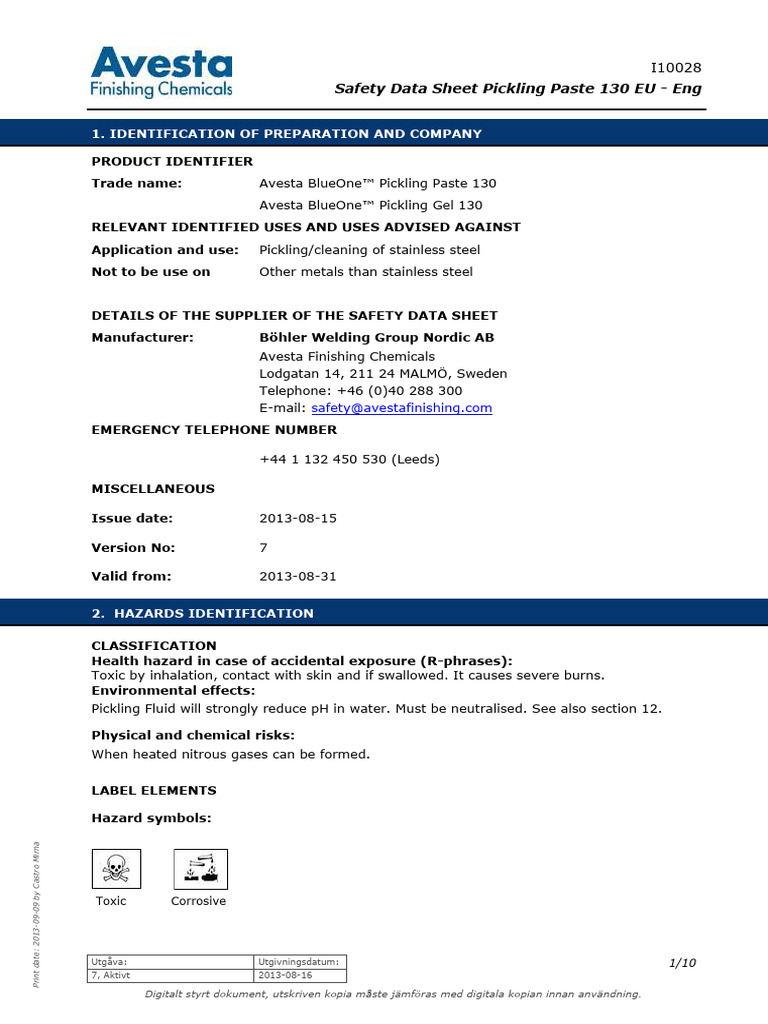 Sds 130 En Pdf Firefighter Toxicity