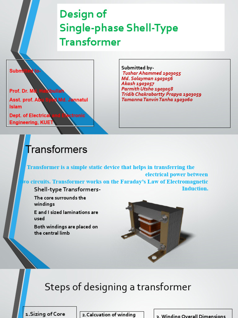Design of Single-Phase Shell Transformer | PDF | Transformer | Power ...