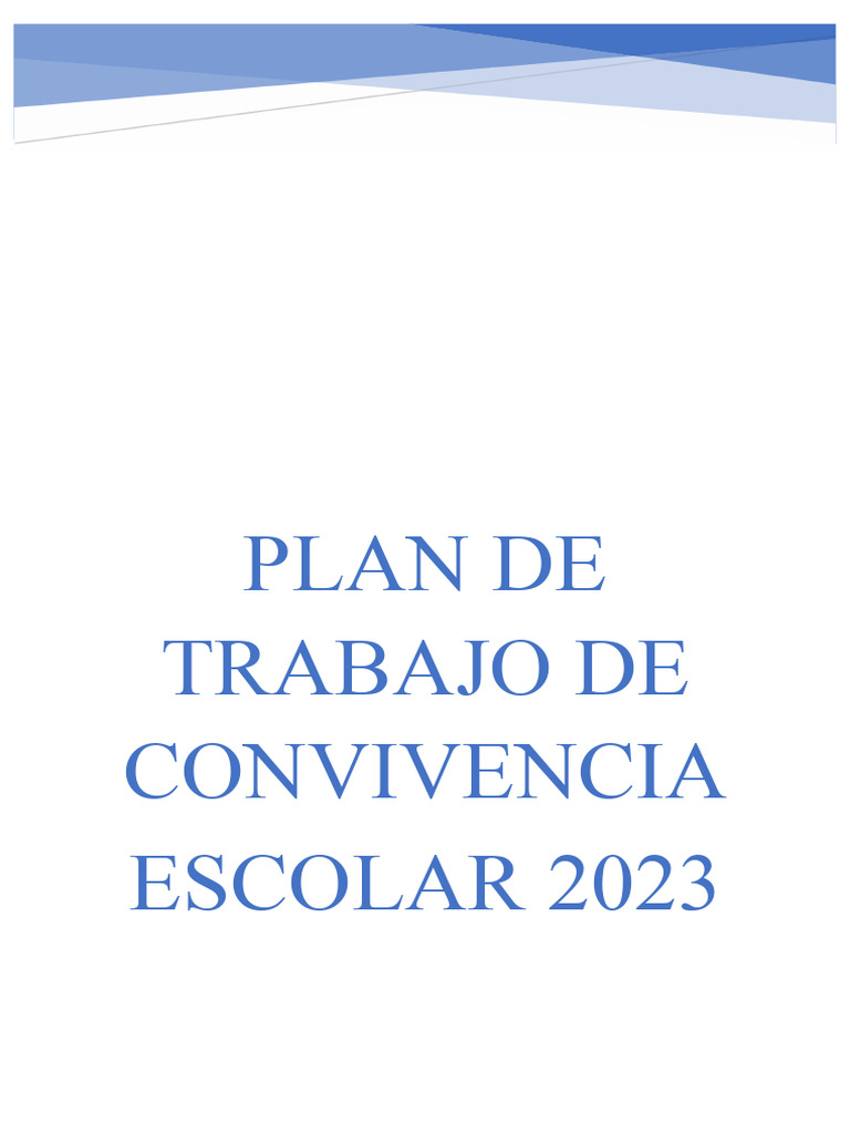 Plan de Convivencia Escolar 2023 - Profesional en Psicologia | PDF ...