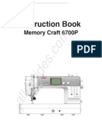 Janome Memory Craft 6700P Sewing Machine Instruction Manual