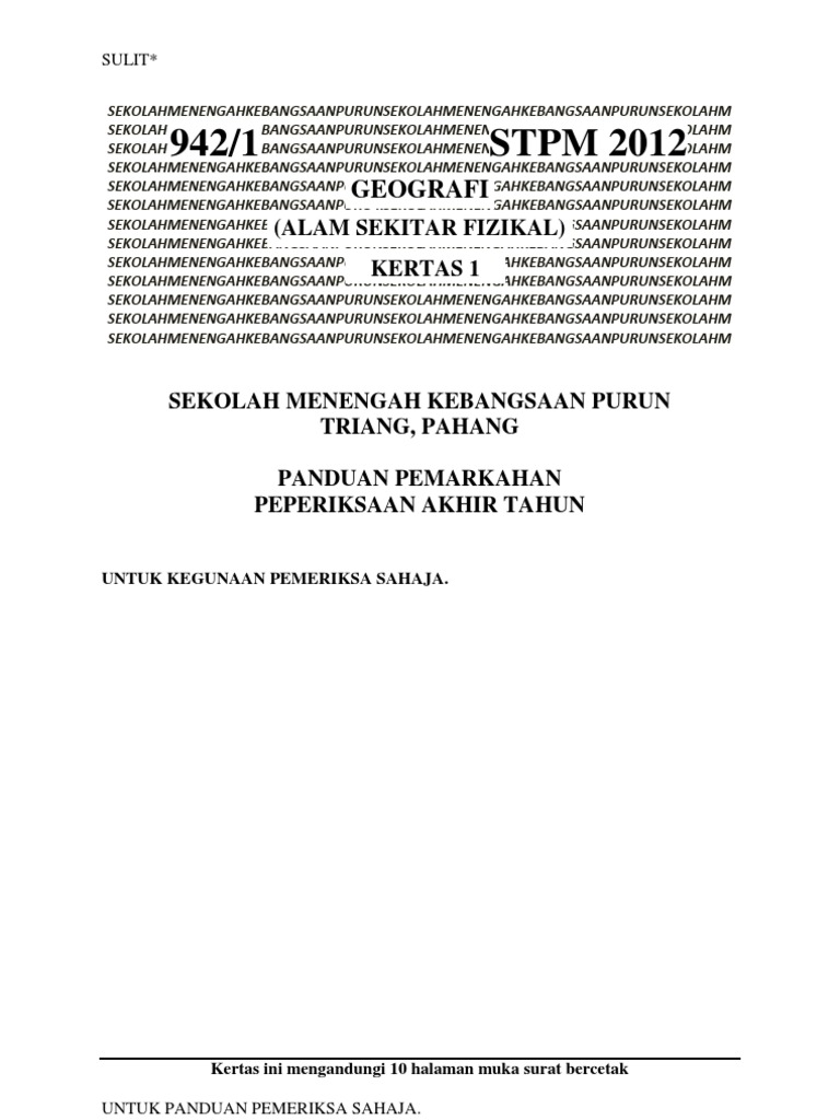 Skema Akhir Tahun 2011 PPUB - Geografi Alam Sekitar 