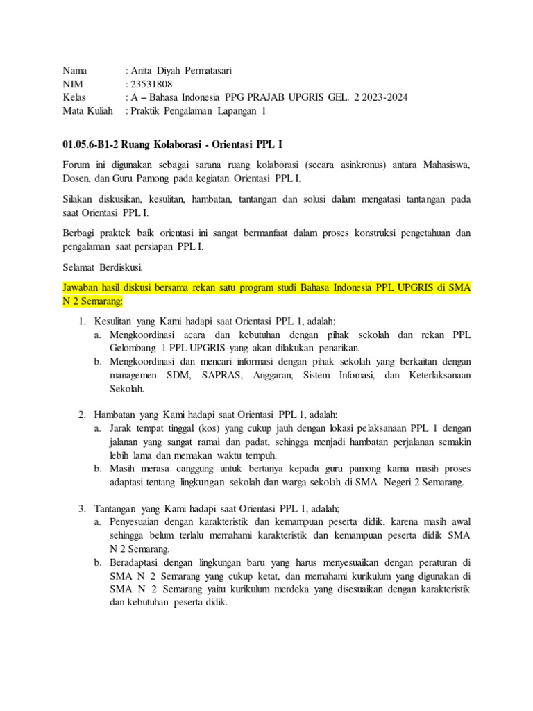 Tantangan dan Solusi PPL I di SMA N 2 | PDF | Bisnis