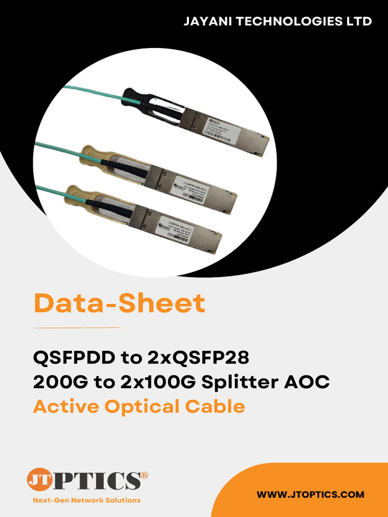 200G QSFP56 To 2xQSFP28 AOC Active Optical Cable Data Sheet by JTOPTICS ...