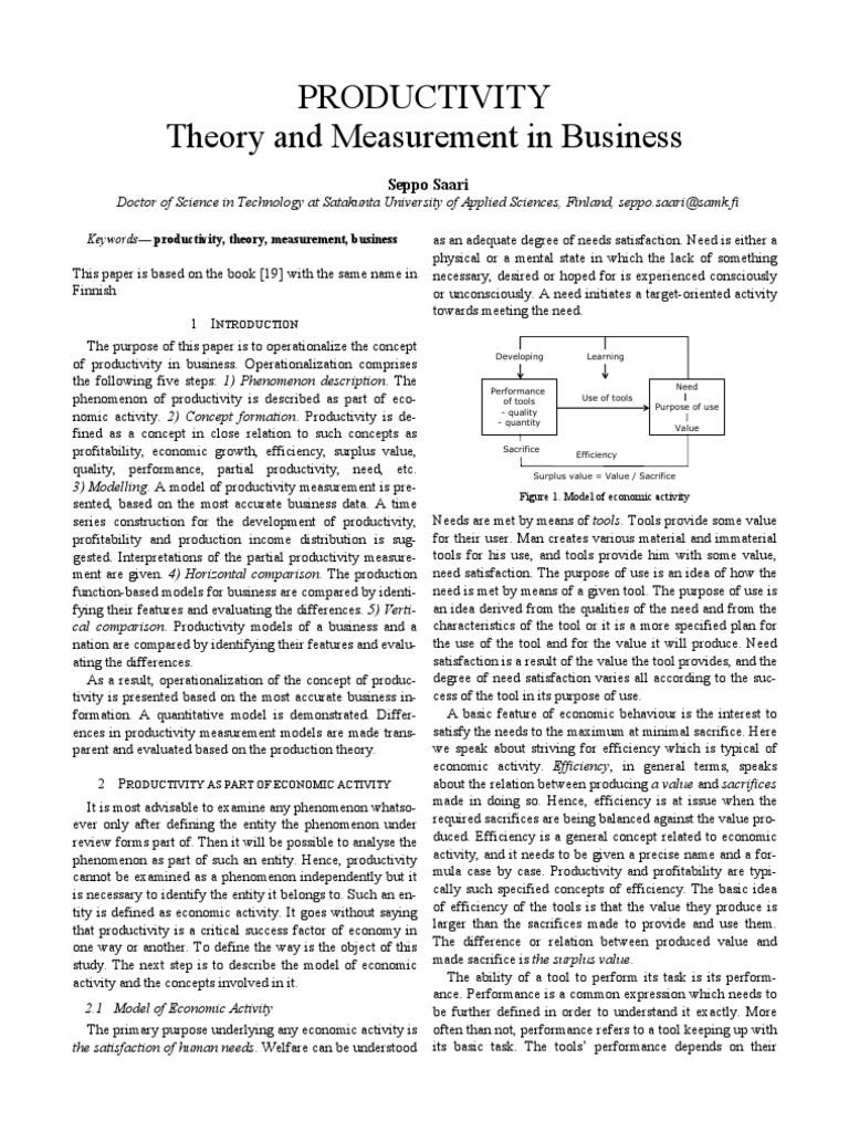 Business Productivity Theory & Measurement | PDF | Production Function ...